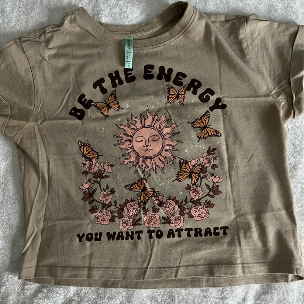 Art Class Beige Sun and Butterfly Tee